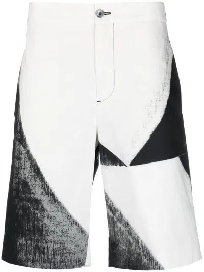 Alexander Mcqueen Casual Black And White Elastic Waist Shorts For Men