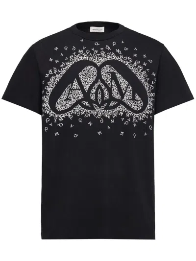 Alexander Mcqueen Explosion Of Style Cotton T-shirt For Men In Black