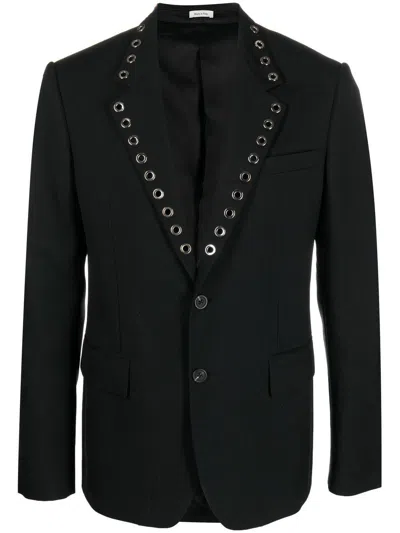 Alexander Mcqueen Single Breast Blazer Jacket In Black