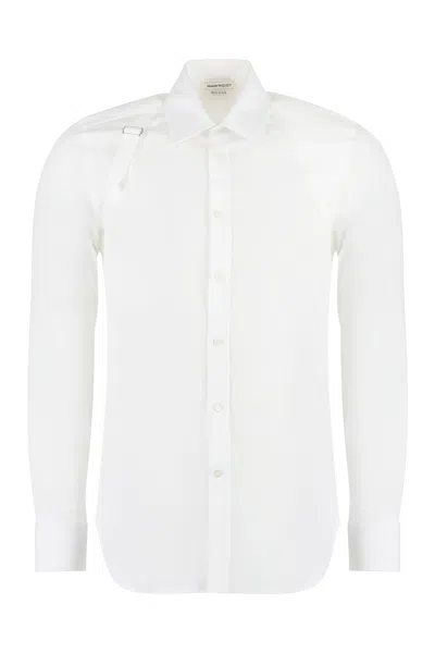 Alexander Mcqueen Harness Shirt In Stretch Cotton In White