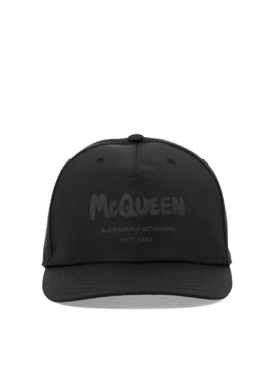 Alexander Mcqueen Men's Mcqueen Graffiti Cap In Black