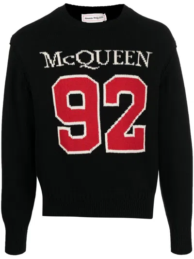 Alexander Mcqueen Mens Black/red/ivory Knit Sweater
