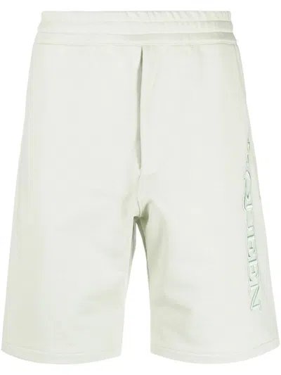 Alexander Mcqueen Opal Logo Embroidered Men's Shorts In White