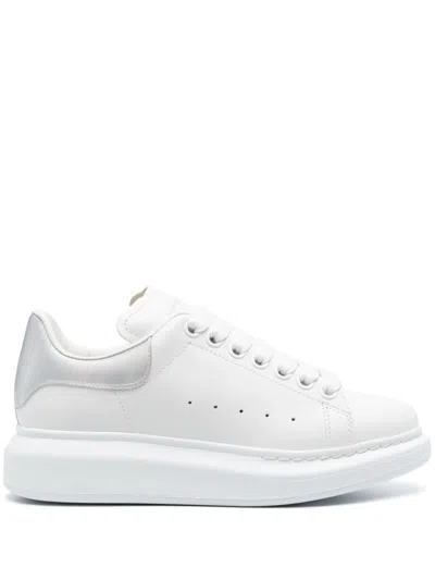 Alexander Mcqueen Oversized Perforated Leather Sneakers In Gray
