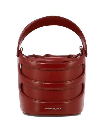 Alexander Mcqueen Red Leather Bucket Handbag For Women