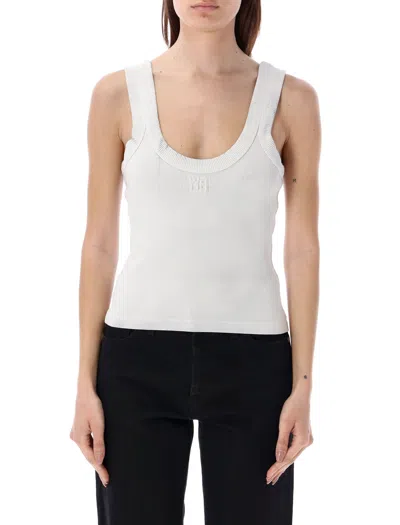 Alexander Wang White Ribbed Tank Top With Embossed Logo For Women