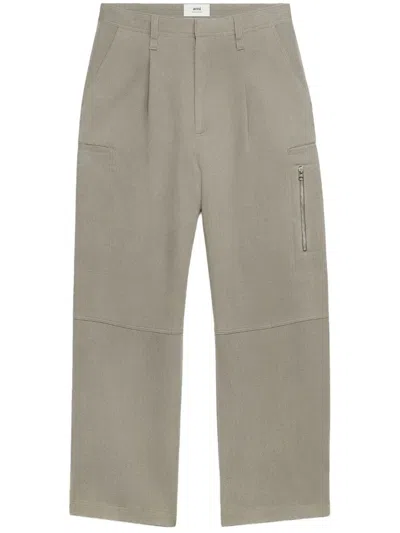 Ami Alexandre Mattiussi Taupe Wool Trousers In Green