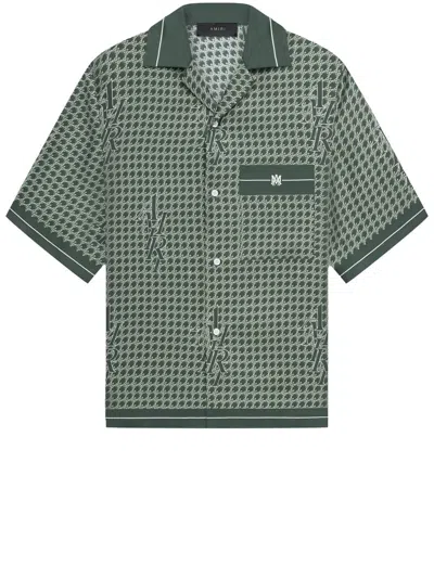 Amiri Houndstooth Bowling Shirt For Men In Green