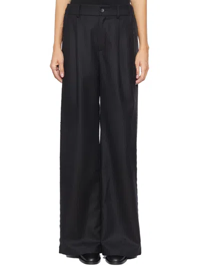 Andrea Ya'aqov Black Cotton Trousers For Women With Side Satin Stripe