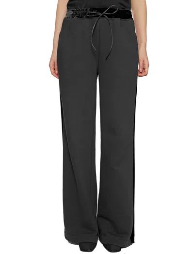 Andrea Ya'aqov Black Wide Trousers With Velvet Band For Women