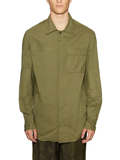 Andrea Ya'aqov Men's Military Green Shirt With Frontal Pockets And Hidden Buttons