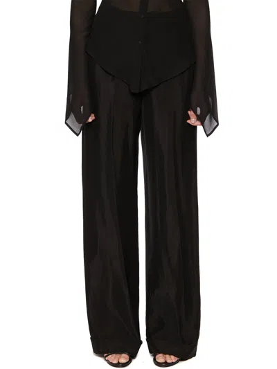 Andrea Ya'aqov Women's Black Coulisse Large Pants For Ss22