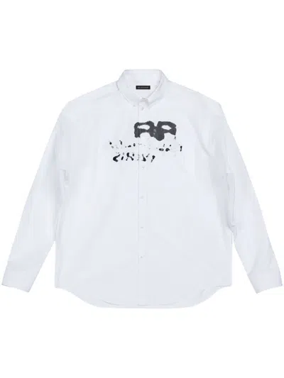 Balenciaga Hand Drawn Bb White Button-down Shirt
