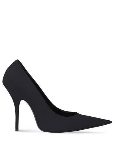 Balenciaga Black Leather Pointed Toe High Stiletto Heel Pumps For Women
