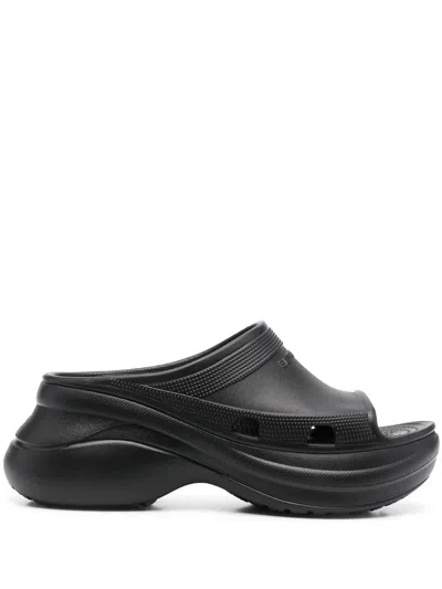 Balenciaga Black Rubber Sandals For Women With Crocs Collaboration