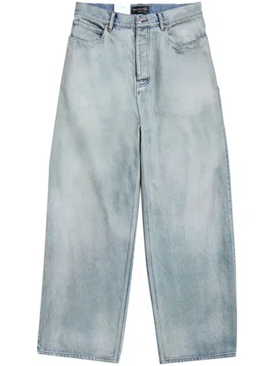 Balenciaga Blue Cotton Baggy Pants For Men