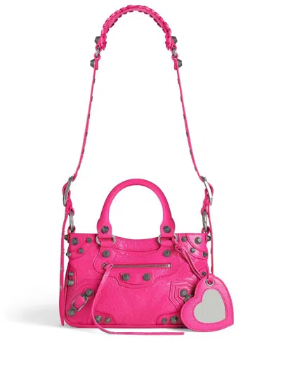 Balenciaga Neo Cagole Small Leather Handbag In Pink