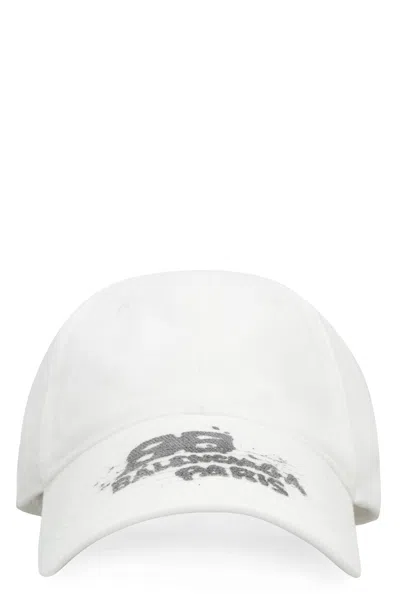 Balenciaga Hand Drawn Icon Printed Baseball Cap In White