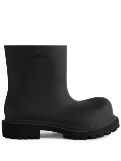 Balenciaga Logo-embossed Ankle Boots For Men In Black