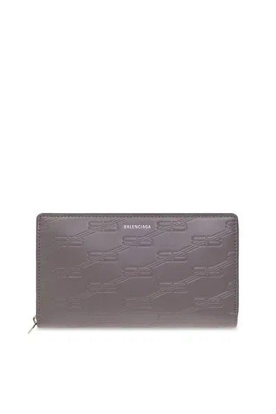 Balenciaga Luxurious Grey Leather Wallet In Dark Grey
