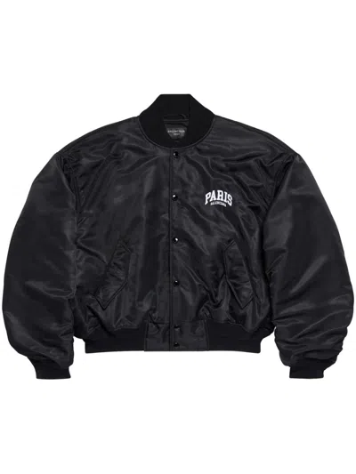 Balenciaga Men's Black Nylon Bomber Jacket For Ss24