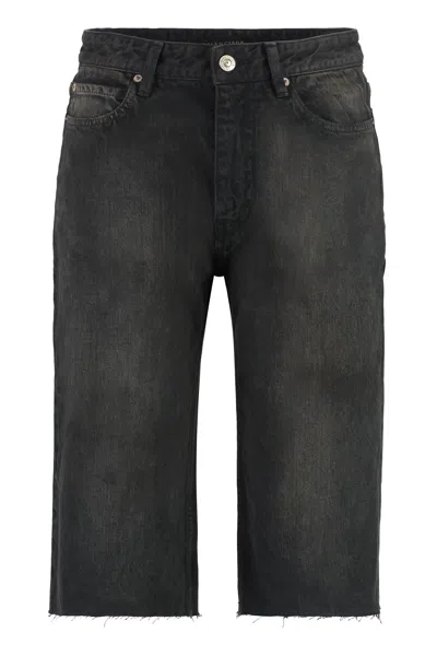 Balenciaga Men's Washed-out Effect Cotton Bermuda Shorts For Fw23 In Black