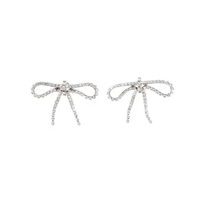 Balenciaga Metallic Archive Ribbon Earrings For Women In Silver