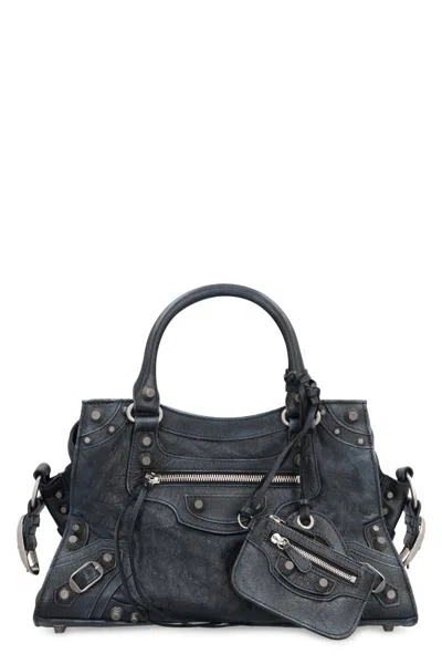 Balenciaga Neo Cagole City S Leather Tote Handbag In Black