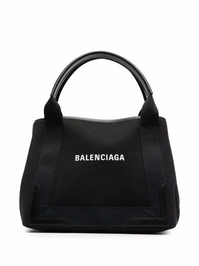 Balenciaga Navy Blue Basket Small Tote Handbag For Women In Black