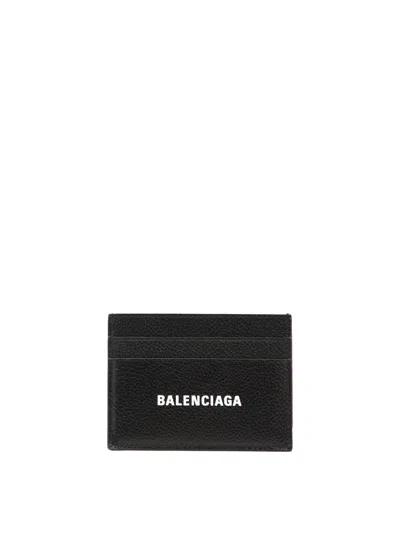 Balenciaga Sleek And Stylish Black Leather Card Holder For Women