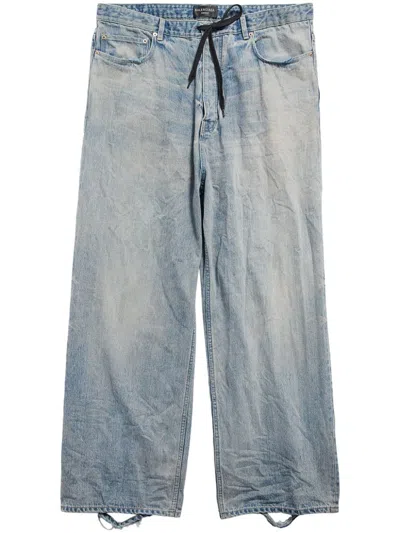 Balenciaga Halbhohe Wide-leg-jeans In Navy