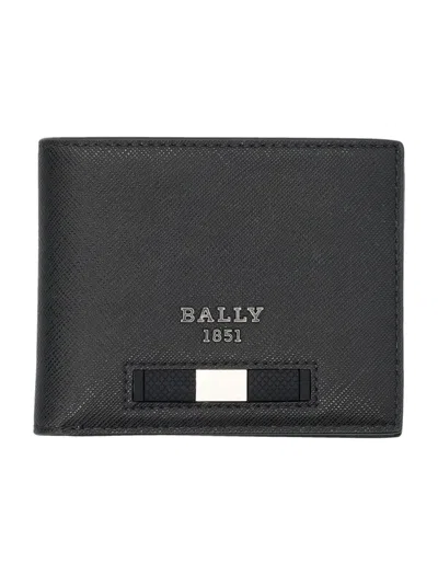 Bally Black Recycled Leather Wallet For Men With Three Card Slots And Banknotes Compartment