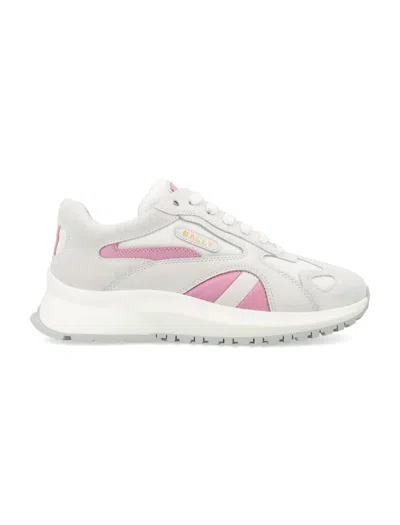Bally White And Taffy Mixed Material Sneakers For Women In White/taffy