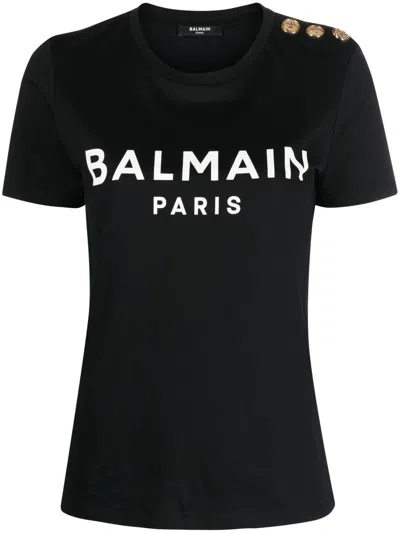 Balmain Classic Logo-print T-shirt For Women In Black