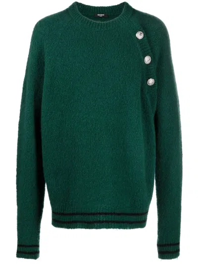 Balmain Luxurious Cashmere Crewneck Sweater For Men In Green