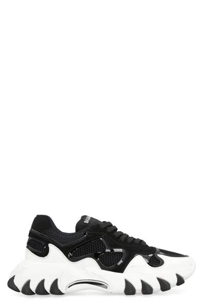 Balmain Men's Black Suede Sneakers With Leather And Polyurethane Inserts