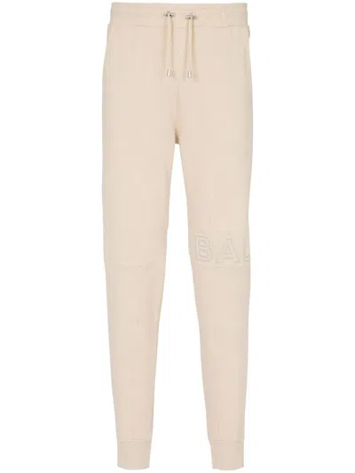 Balmain Organic Cotton Embossed Reflect Sweatpants For Men In Ivory In Neutral