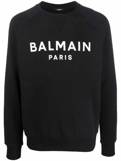 Balmain Printed Logo Sweatshirt In Black/white