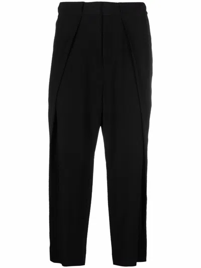 Balmain Sophisticated Black Folded Crepe Pants For Men