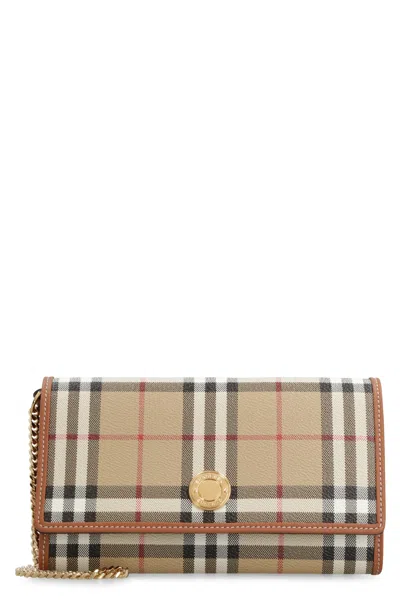 Burberry Beige Check Clutch For Women From  – Ss24 In Burgundy