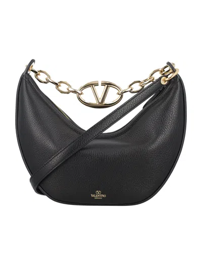 Valentino Garavani Black Small Vlogo Monn Hobo Handbag For Women By