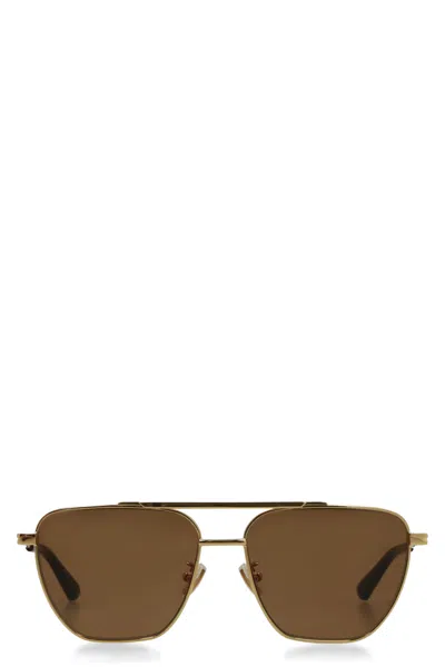 Bottega Veneta Aviatore Classic Sunglasses In Gold
