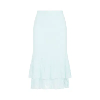Bottega Veneta Pale Turquoise Cotton Midi Skirt In Blue