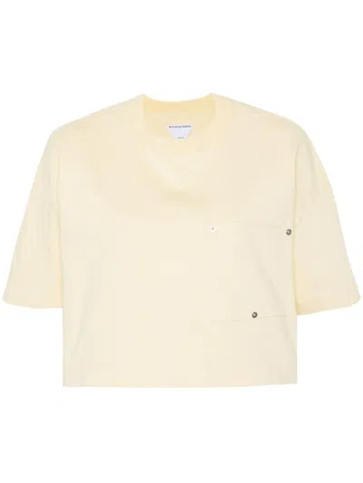 Bottega Veneta Cotton Cropped T-shirt In Tan