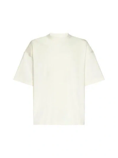 Bottega Veneta Cream-colored Cotton T-shirt With V-stitching And Oversized Fit For Men In White