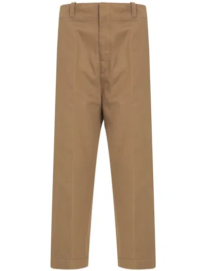 Bottega Veneta Fitted Brown Cotton Trousers For Women