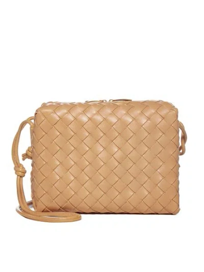 Bottega Veneta Luxurious Beige Leather Crossbody Handbag For Women In Brown