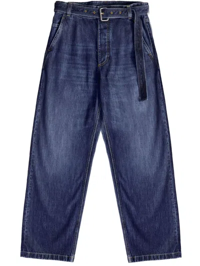 Bottega Veneta Men's Wide-leg Denim Jeans With Belt In Light Blue