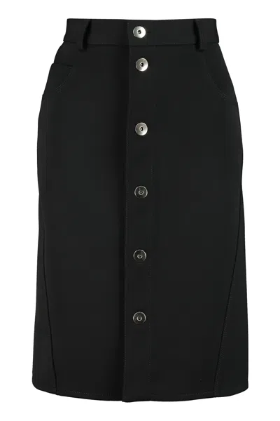 Bottega Veneta Stretch Wool Skirt In Black