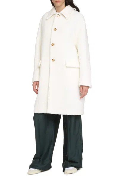 Bottega Veneta Wool Jacket With Classic Collar, Contrasting Buttons, And Bouclé Model For Women In White